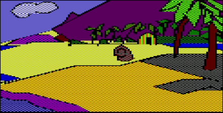 Sur la plage au démarrage du jeu